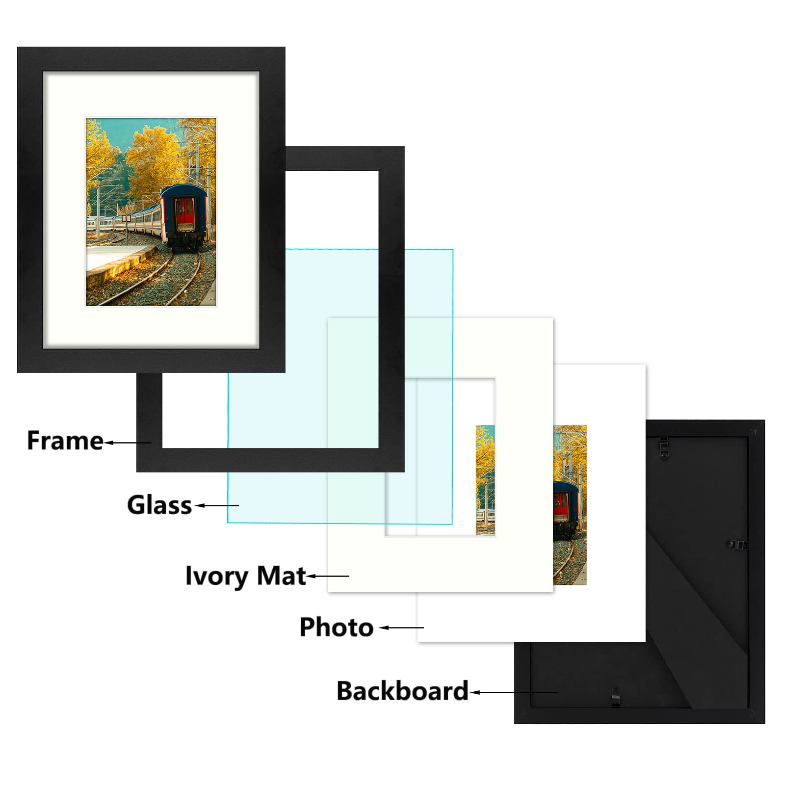 Golden State Art, 8X10 Picture Frame In Black, Display 5X7 With Mat Or 8X10 Without Mat, Tabletop Display And Wall Gallery Displ