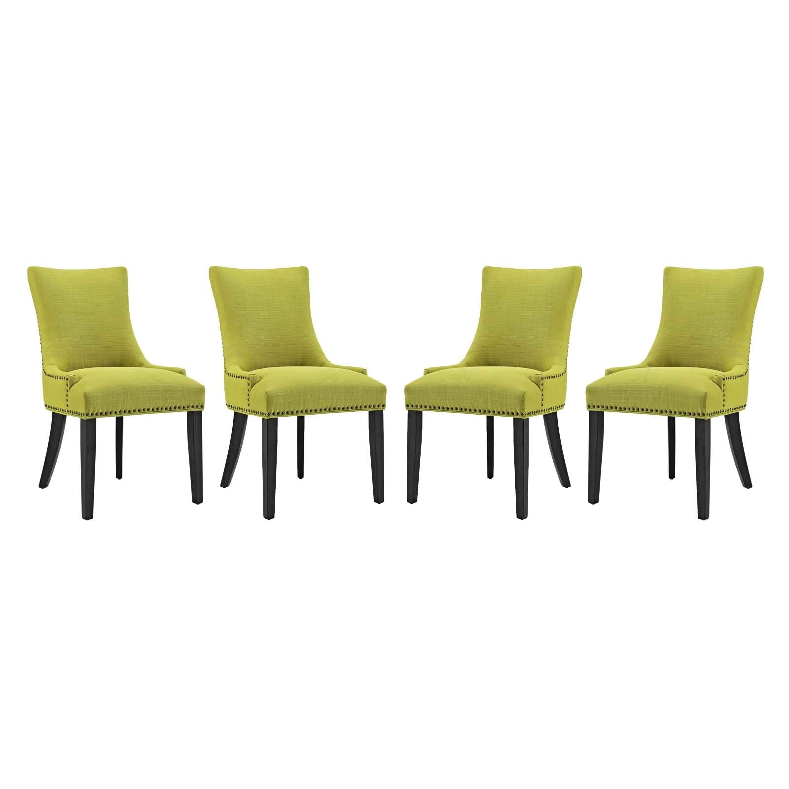 Modway Marquis Modern Upholstered Fabric Four Dining Chairs With Nailhead Trim In Wheatgrass