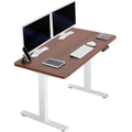 VIVO Electric 43 x 24 in Standing Desk, Memory Height Adjustment, 1B Series, Holds 220 lbs, One-Piece Dark Walnut Top, White Fra
