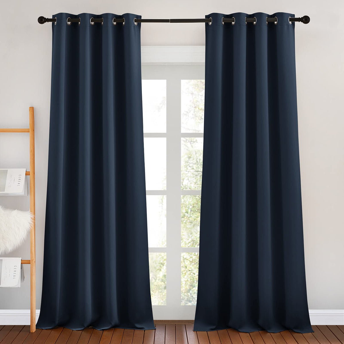Nicetown Blackout Curtain Panels 90 - Window Treatment Energy Saving Thermal Insulated Solid Grommet Blackout Drapes For Living