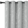 Buhua Kids Room Darkening Curtains 72-Inch Silver Tree Branch Blackout Curtains Grommet Curtains For Bedroom Window 52W  72L Sil