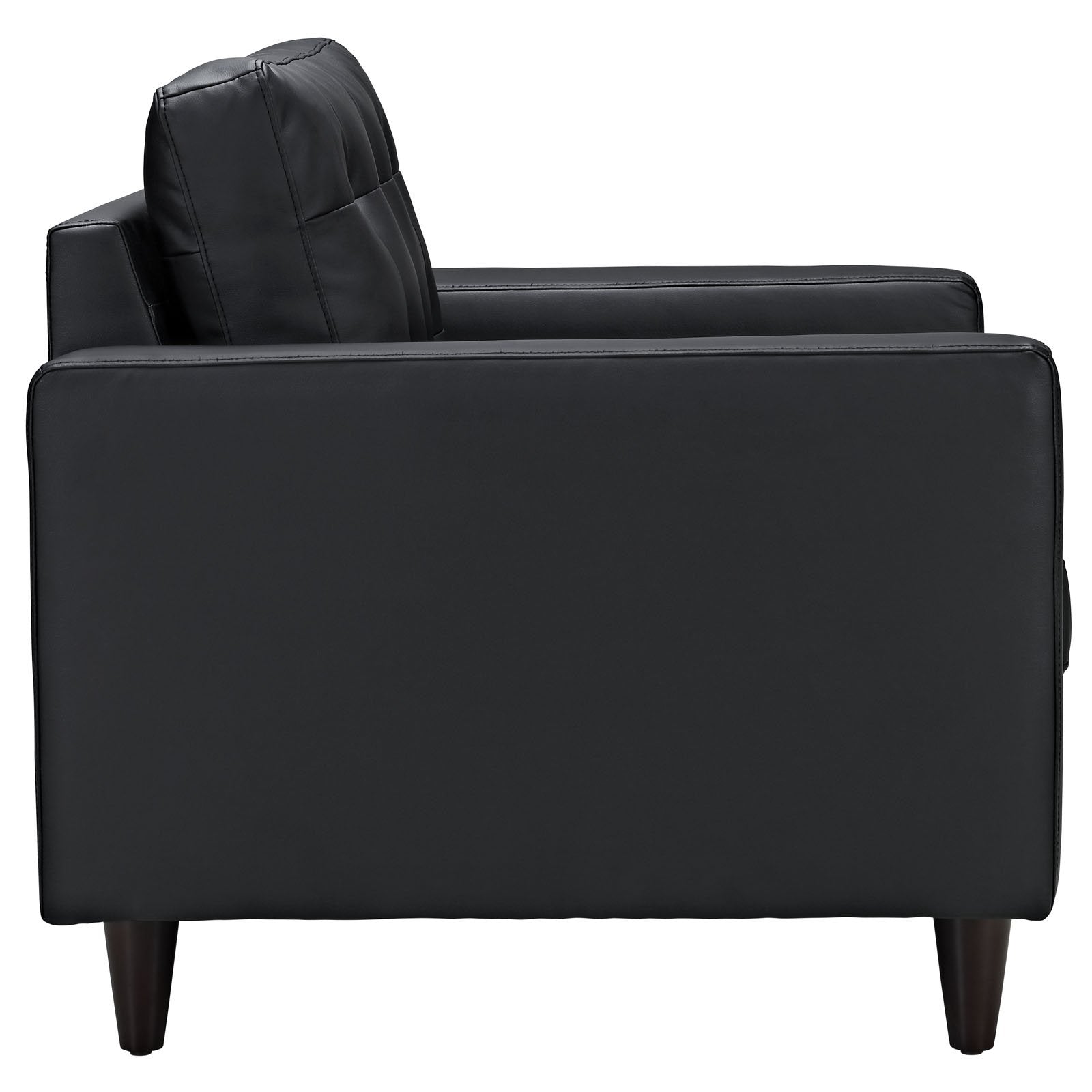 Modway Empress Mid-Century Modern Upholstered Leather Sofa And Armchair Set Black