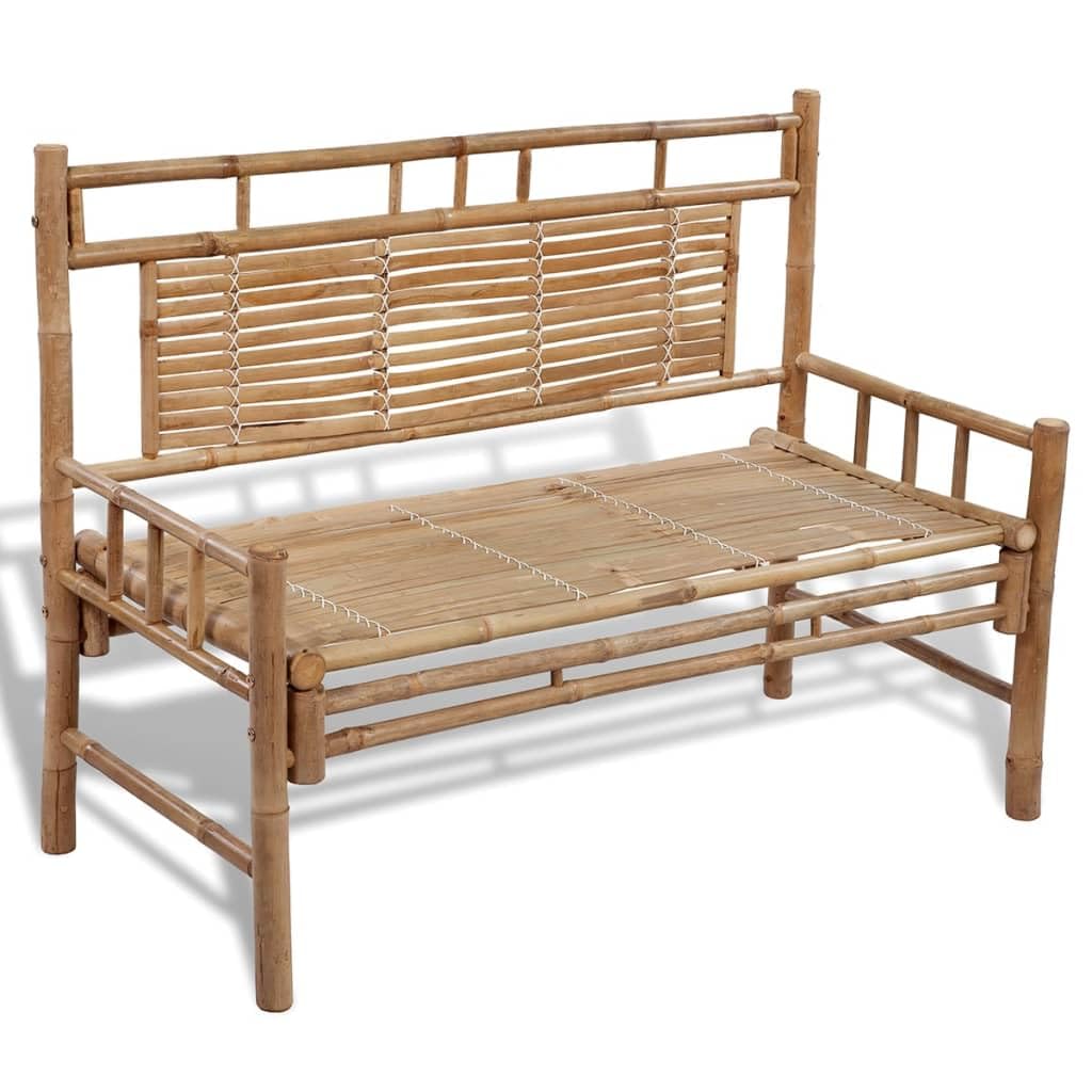 vidaXL Patio Bench 47.2    - Weather- & Waterproof Bamboo Bench with Backrest | Comfortable Outdoor Seating