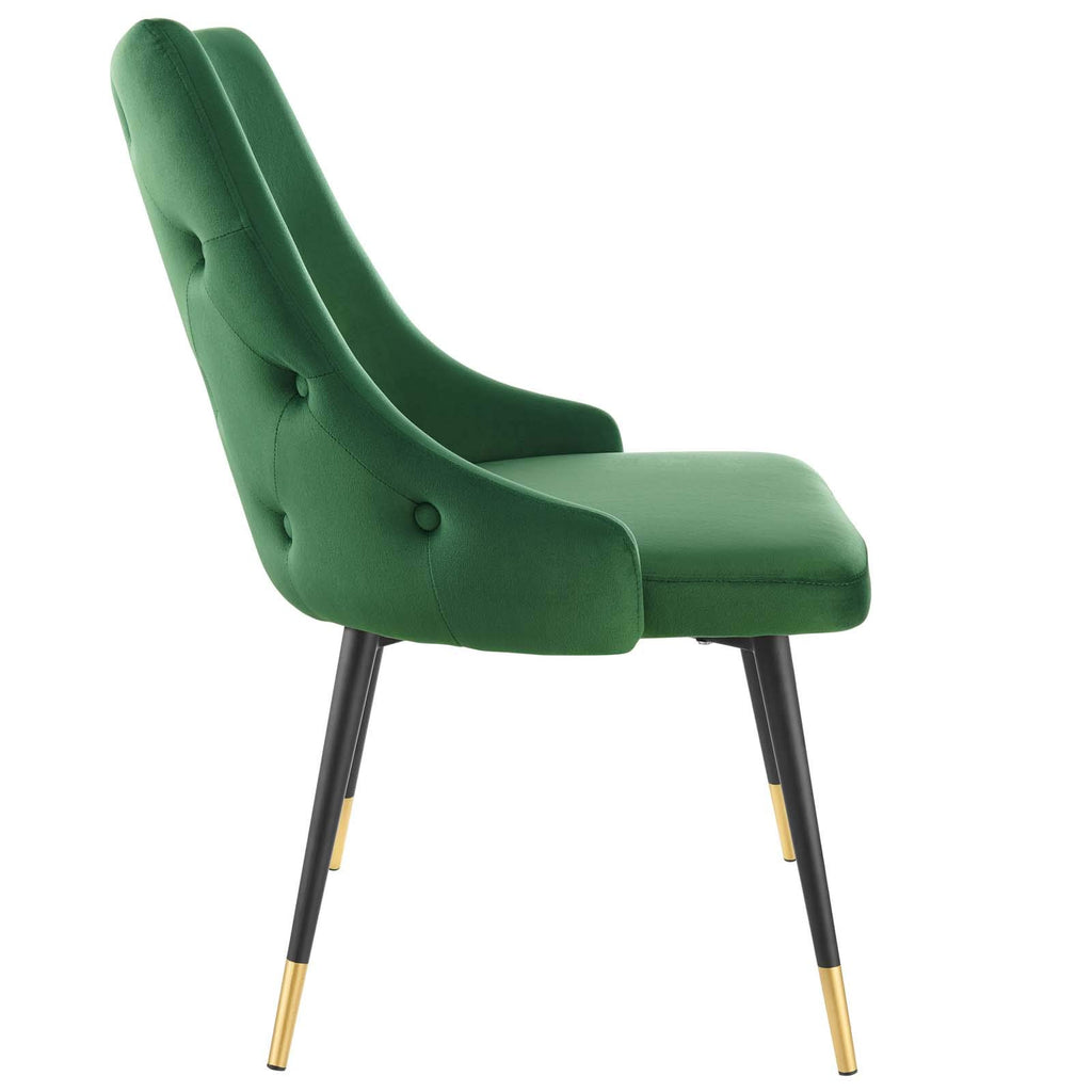 Modway Adorn Tufted Performance Velvet Accent, Dining Side Chair - Set Of 2, Emerald