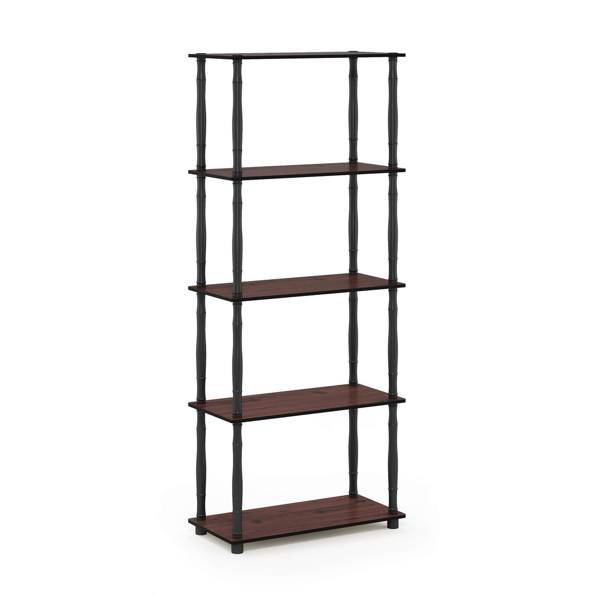 Furinno Turn-N-Tube 5-Tier Multipurpose Shelf / Display Rack / Storage Shelf / Bookshelf, Classic Tubes, Dark Cherry/Black