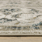 HomeRoots 509869 6 x 9 ft. Beige Gold Blue & Gray Oriental Power Loom Stain Resistant Rectangle Area Rug