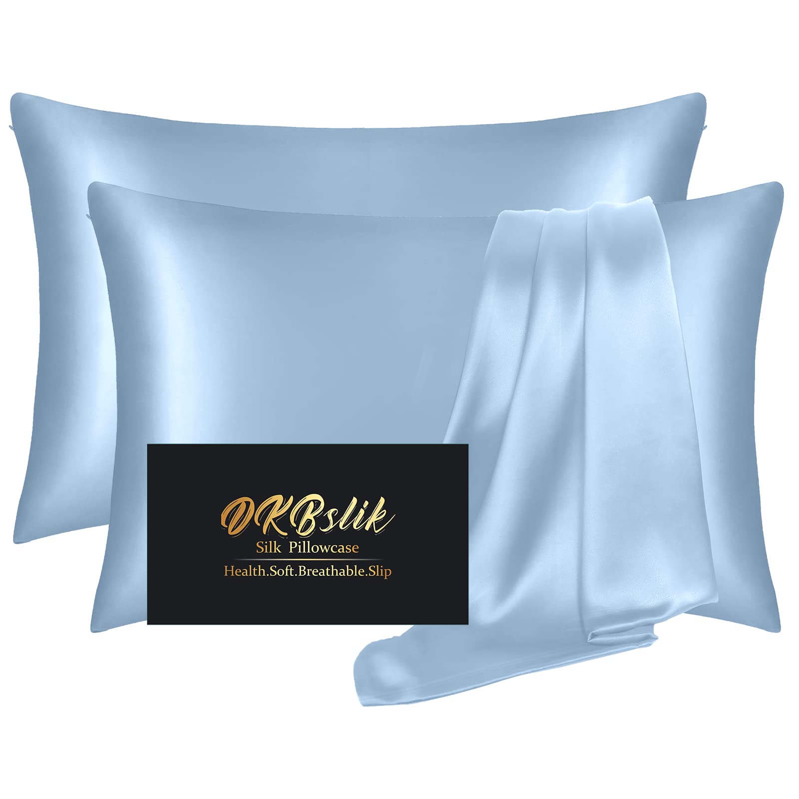 Silk Pillowcase 2 Pack, Natural Mulberry Silk Pillow Case,Anti Acne Silk Pillowcase For Hair And Skin, King Size Silk Satin Pill