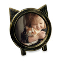 Isaac Jacobs 4x4 Round Resin Sentiment Cat Picture Frame with Ears, Photo Tabletop & Wall Display Hanging Display & Home D  cor 