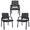 SUPER DEAL Office Guest Chair Bonded Leather Executive Side Chair Reception Chair W/Solid Metal Frame Home Office Furniture Set 