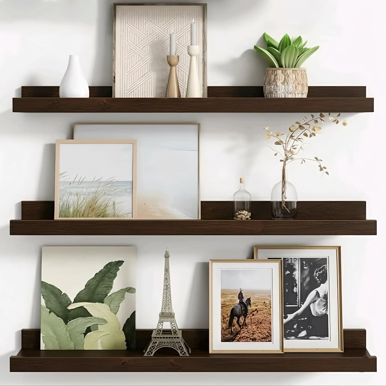 OXMIC Engineered Wood Floating Picture Ledge Shelves, Shelf for Bedroom, Wall Mounted Shelves, Wall Shelf, Wall Shelves for Livi