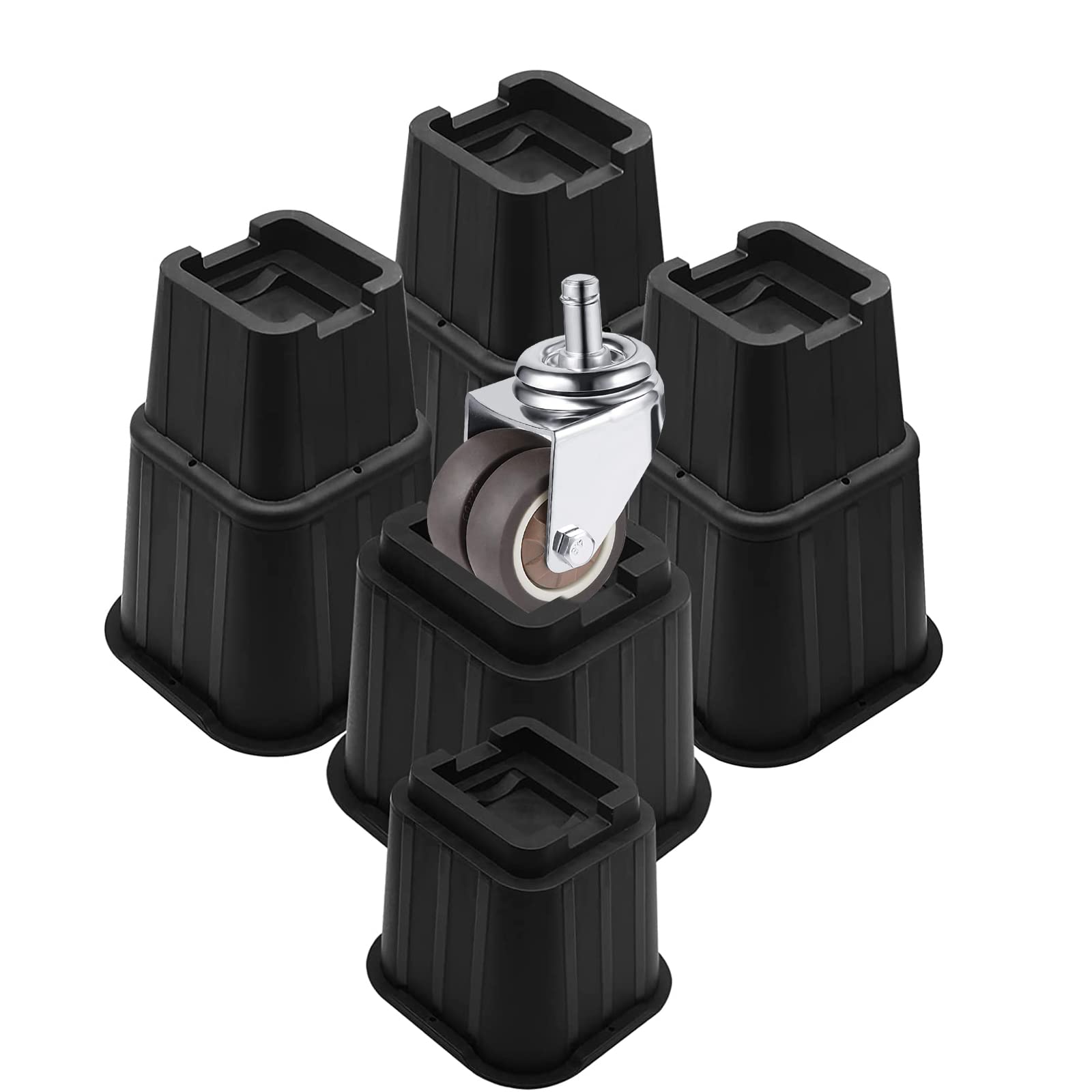 Mymulike Bed Risers 8 Inch, Elevation In Height 3, 5, 8 Inch, Stackable Bed Frame Risers, Heavy Duty Support Up To 6000 Lbs Furn