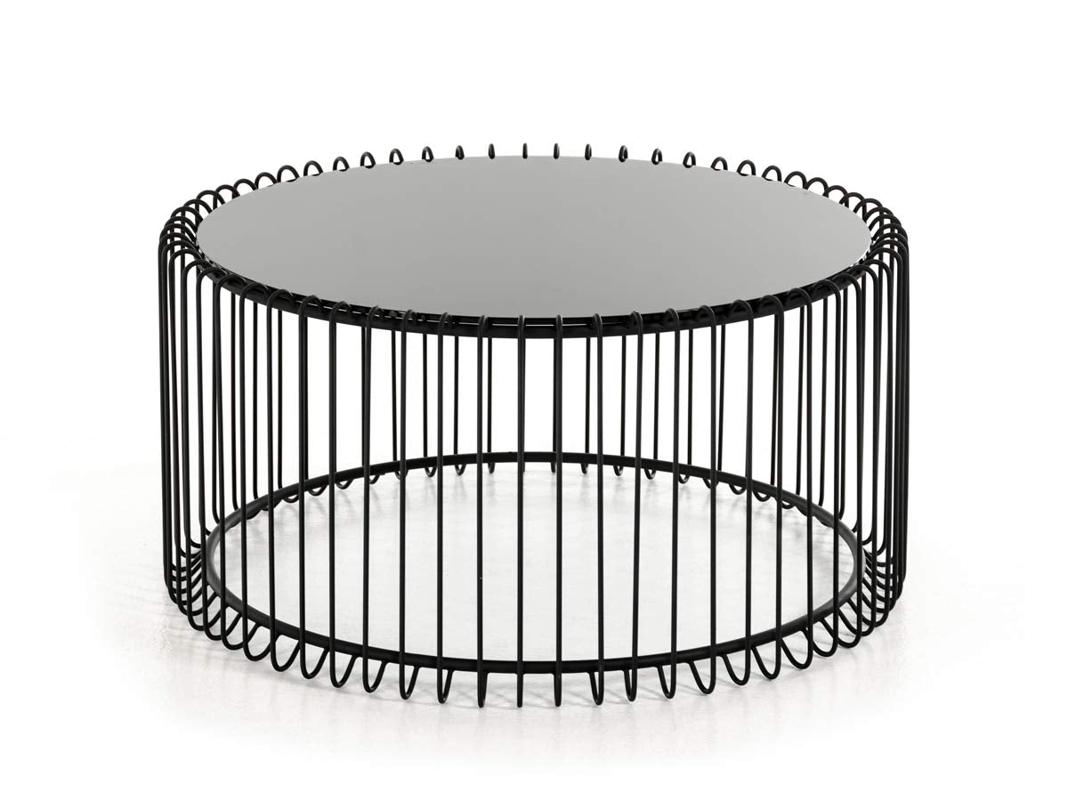 HomeRoots Glass, MetalMetal 19' Black Metal and Glass Round Coffee Table