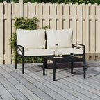 vidaXL Patio Accent Armchair Set - 2 Pcs Steel Frame Black/Sand Cushions for Garden/Lounge