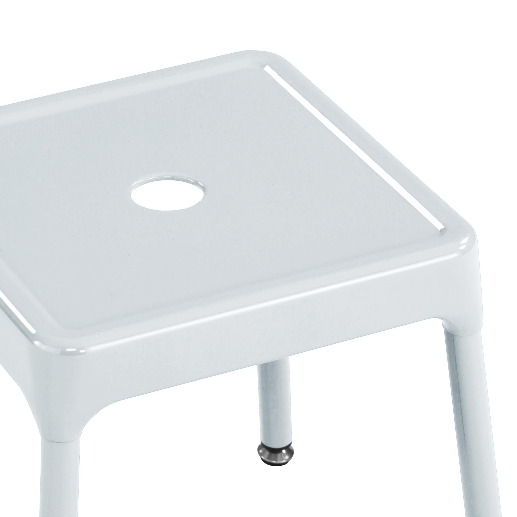 Safco Products 6603 Steel Stool, 15' H, Sturdy Construction, Durable Powder Coat Finish, Includes Nylon Leg Caps And Leveling Feet, White