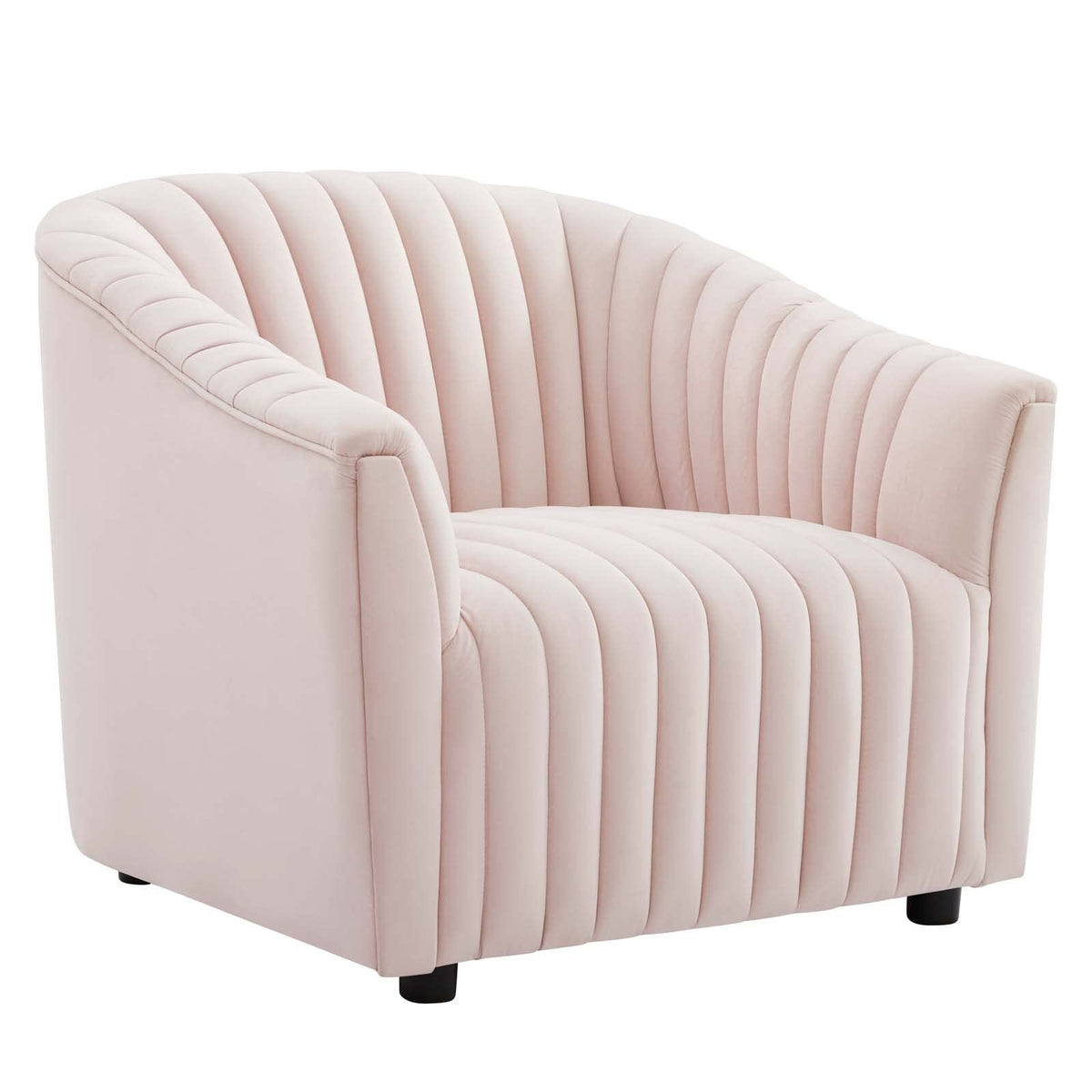 Modway Announce Modern Performance Velvet Tufted Armchair in Pink