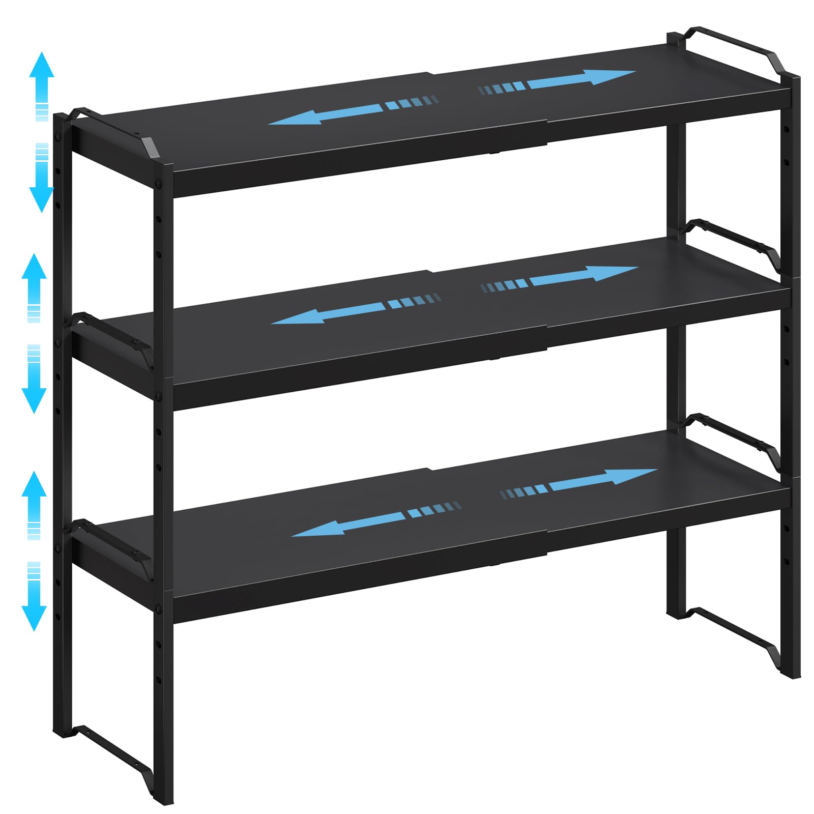 X-cosrack 25.5 Inches 3 Pack Expandable Cabinet Shelves, Stackable Shelf Organizer for Kitchen Cabinet Countertop Storage, Adjus