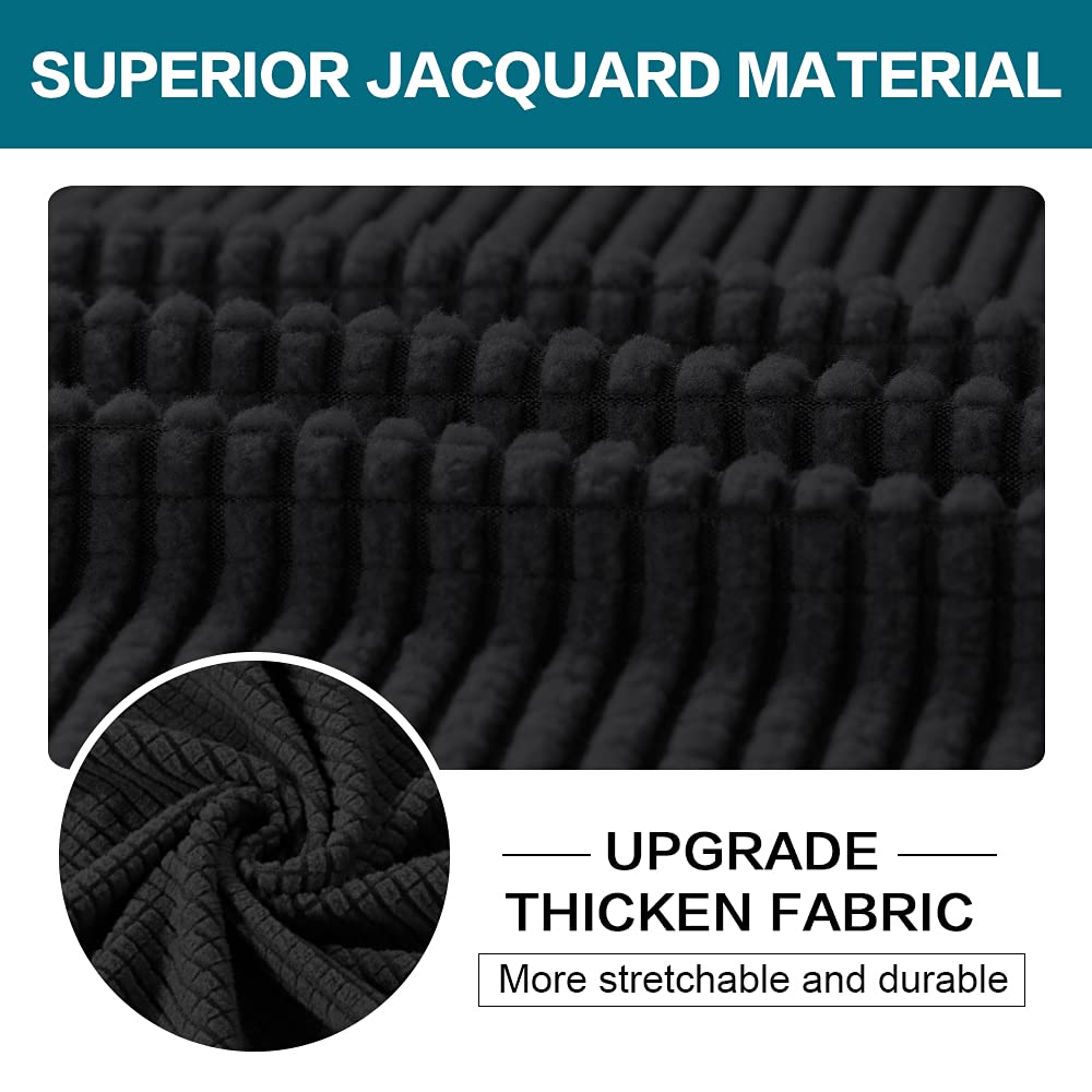 2 Piece Chair Covers Chair Slipcovers For Living Room Armchair Couch Cover Chair Sofa Cover With Individual Cushion Covers Furniture Cover For Chairs Feature Thick Jacquard Fabric (Chair, Black)