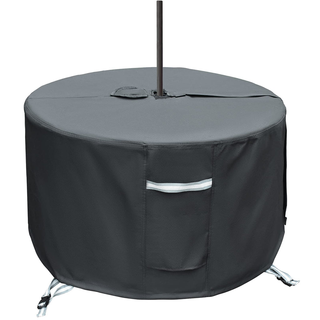 Tohonfoo Round Patio Table Cover With Umbrella Hole - 50'' Dia X 23'' H (Cover Size