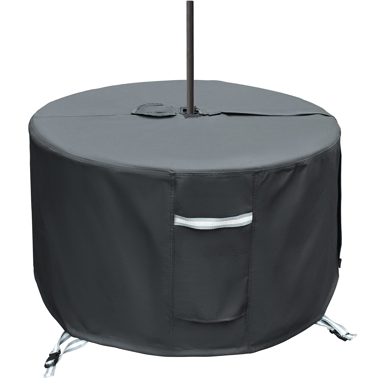 Tohonfoo Round Patio Table Cover With Umbrella Hole - 50'' Dia X 23'' H (Cover Size