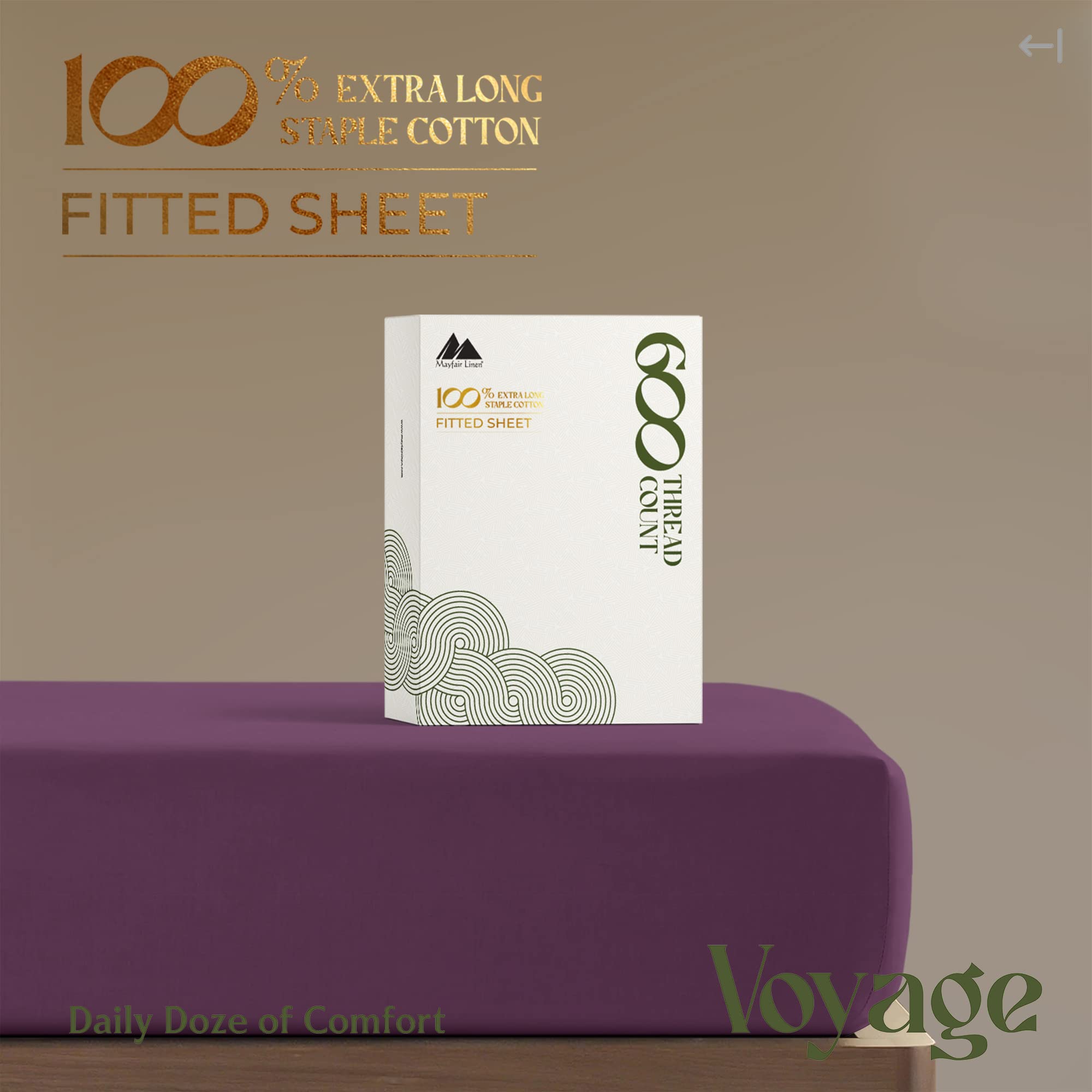 Mayfair Linen Twin Xl Fitted Sheet Only - 100% Egyptian Cotton 600 Thread Count Deep Pocket Fitted Sheet Twin Xl, Soft Cooling Sateen Elastic Bottom Sheet, Fits College Dorm Mattress - Plum