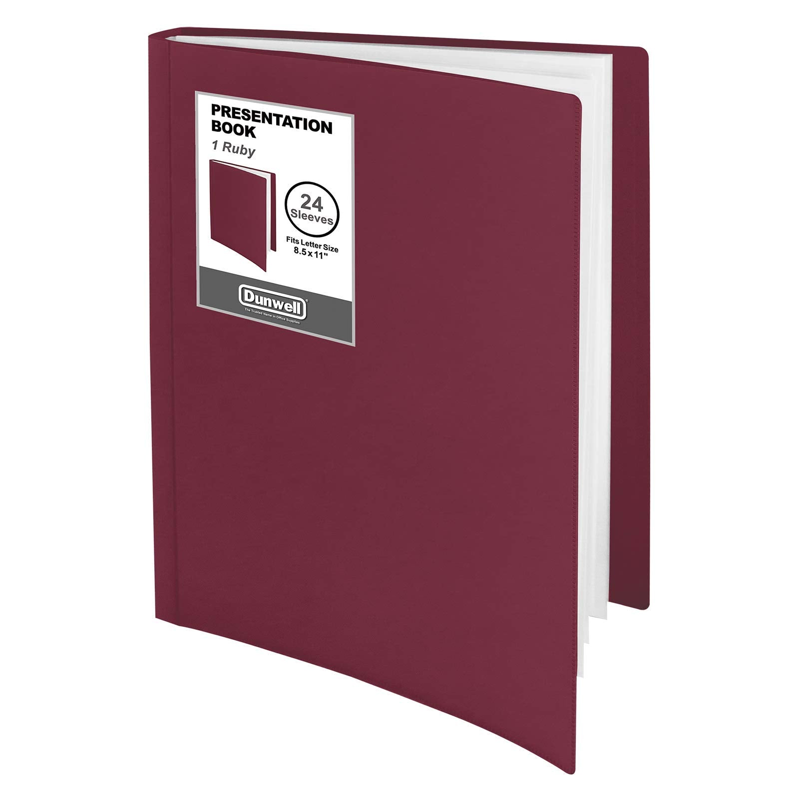 Dunwell Binder With Plastic Sleeves (Ruby), 24-Pocket Presentation Book, 8.5 X 11 Portfolio Folder With Clear Sheet Protectors,