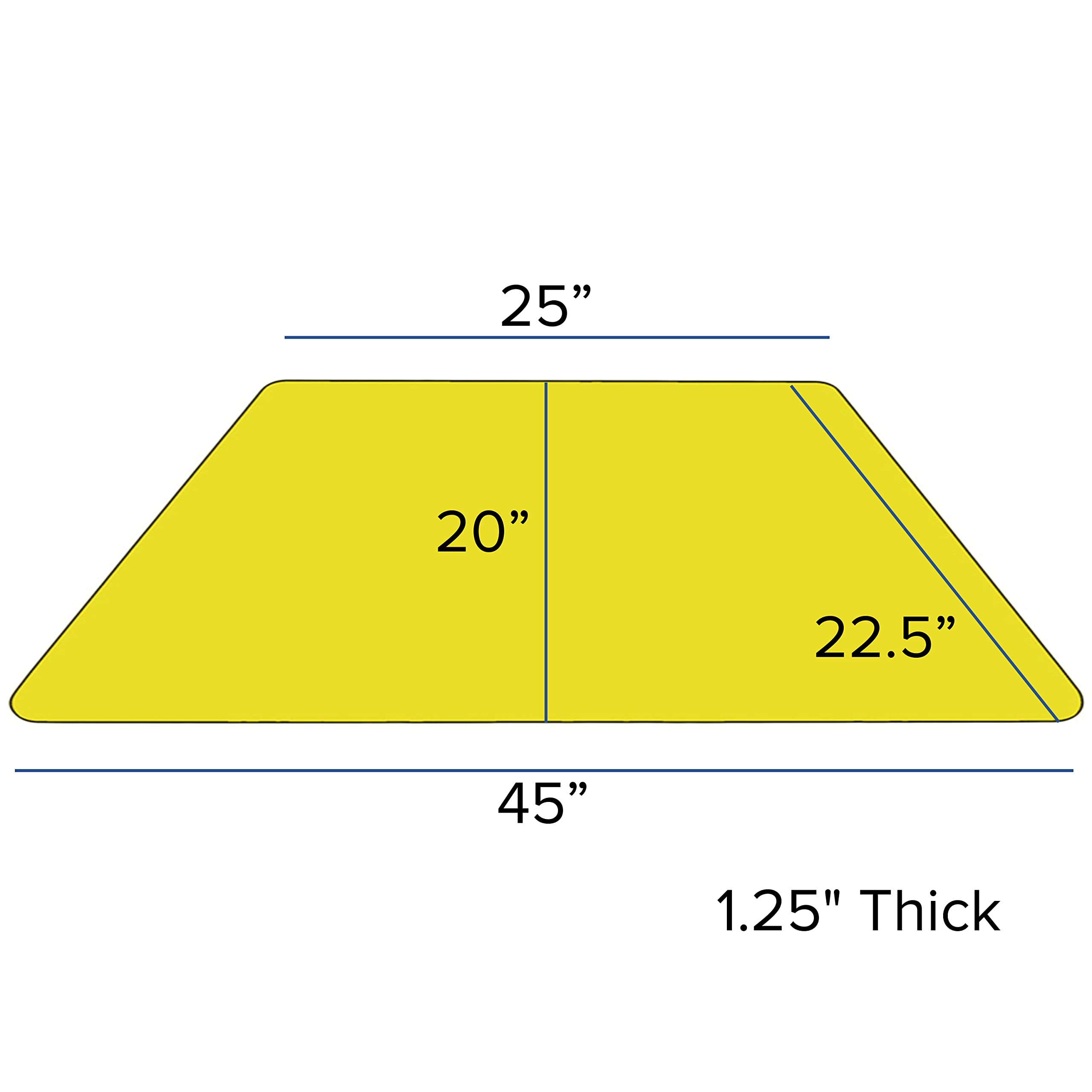 Flash Furniture Mobile 22.5''W x 45''L Trapezoid Yellow HP Laminate Activity Table - Standard Height Adjustable Legs