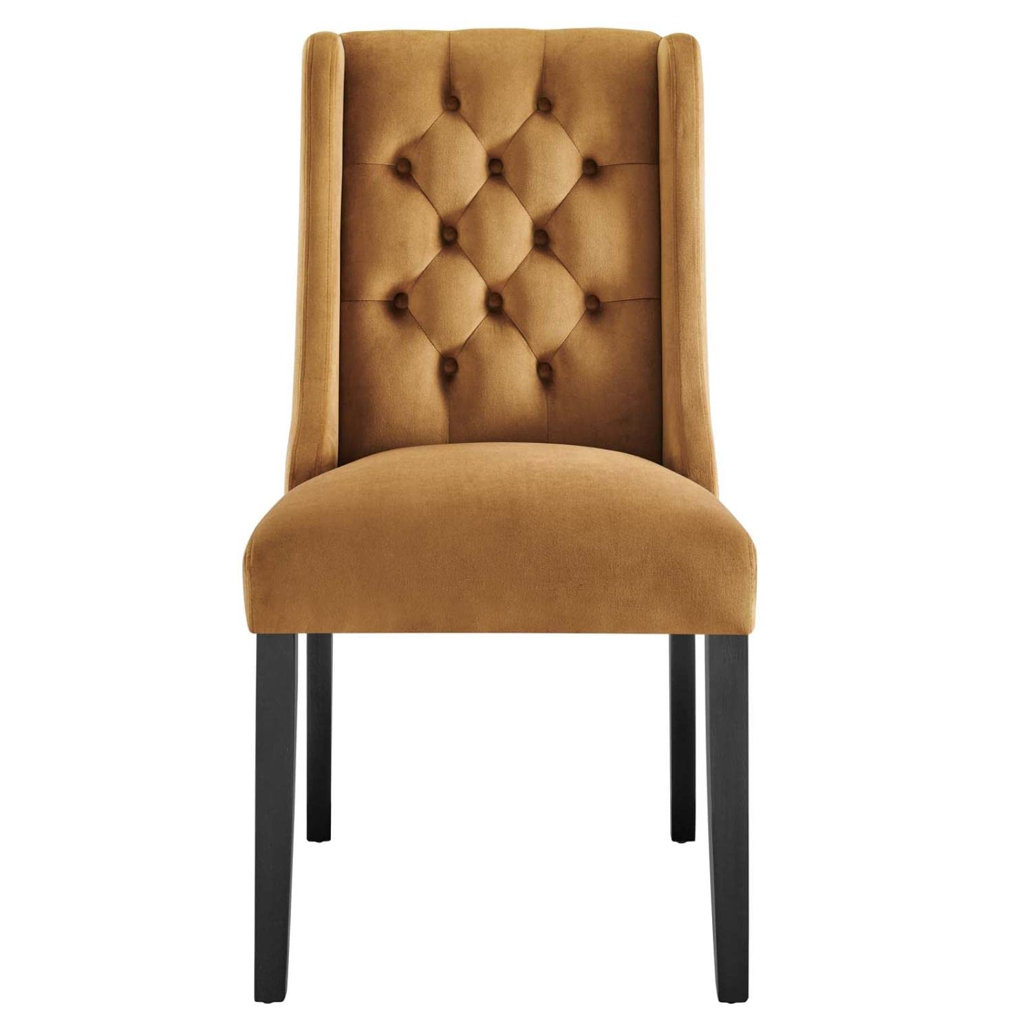 Modway Baronet 20&Quot; Tufted Velvet Dining Chairs In Cognac Brown/Black (Set Of 2)
