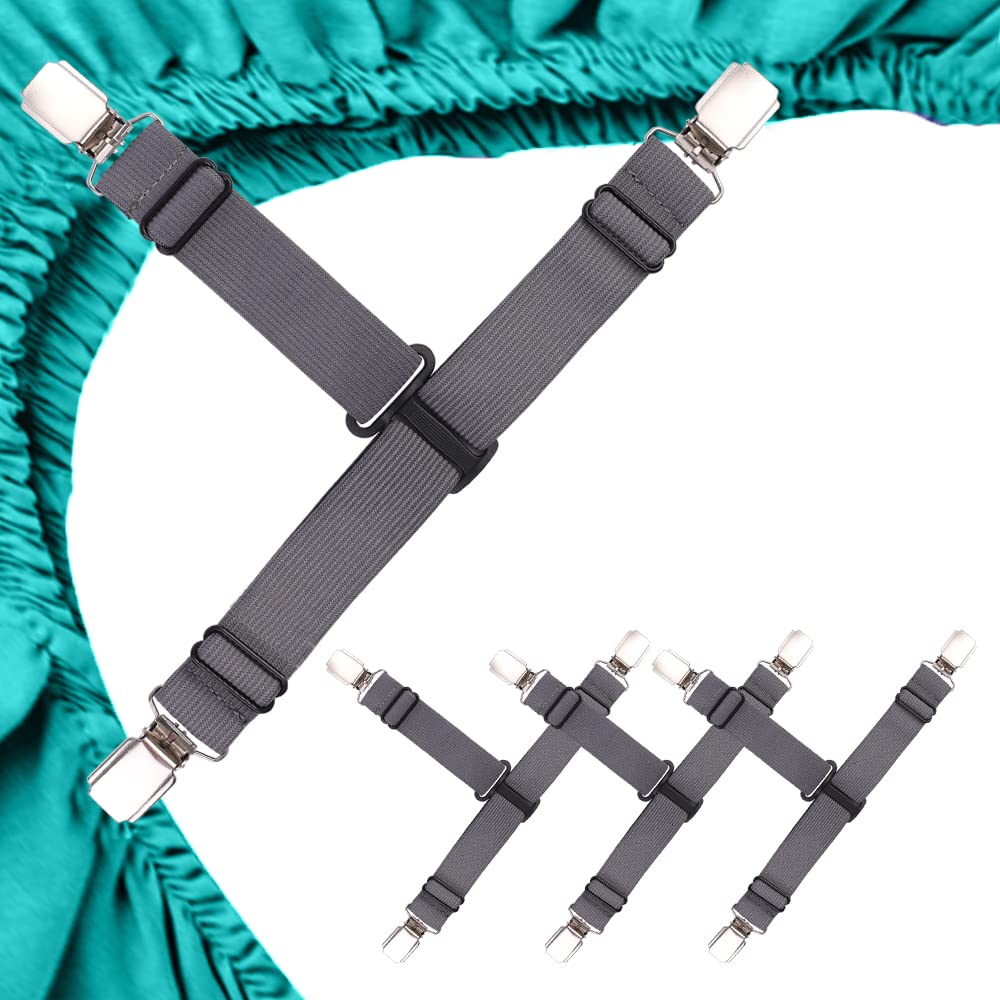 Mendeng Bed Sheet Holder Garters Bed Suspenders Sheet Stays Sheet Clips For Bedding Bed Clips For Sheets Grey Sheet Suspenders Q