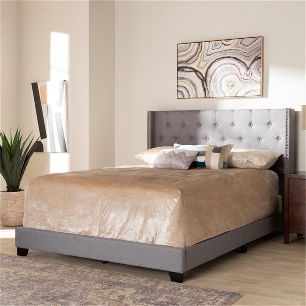 Baxton Studio Brady Upholstered Queen Size Bed - Thumbnail 3
