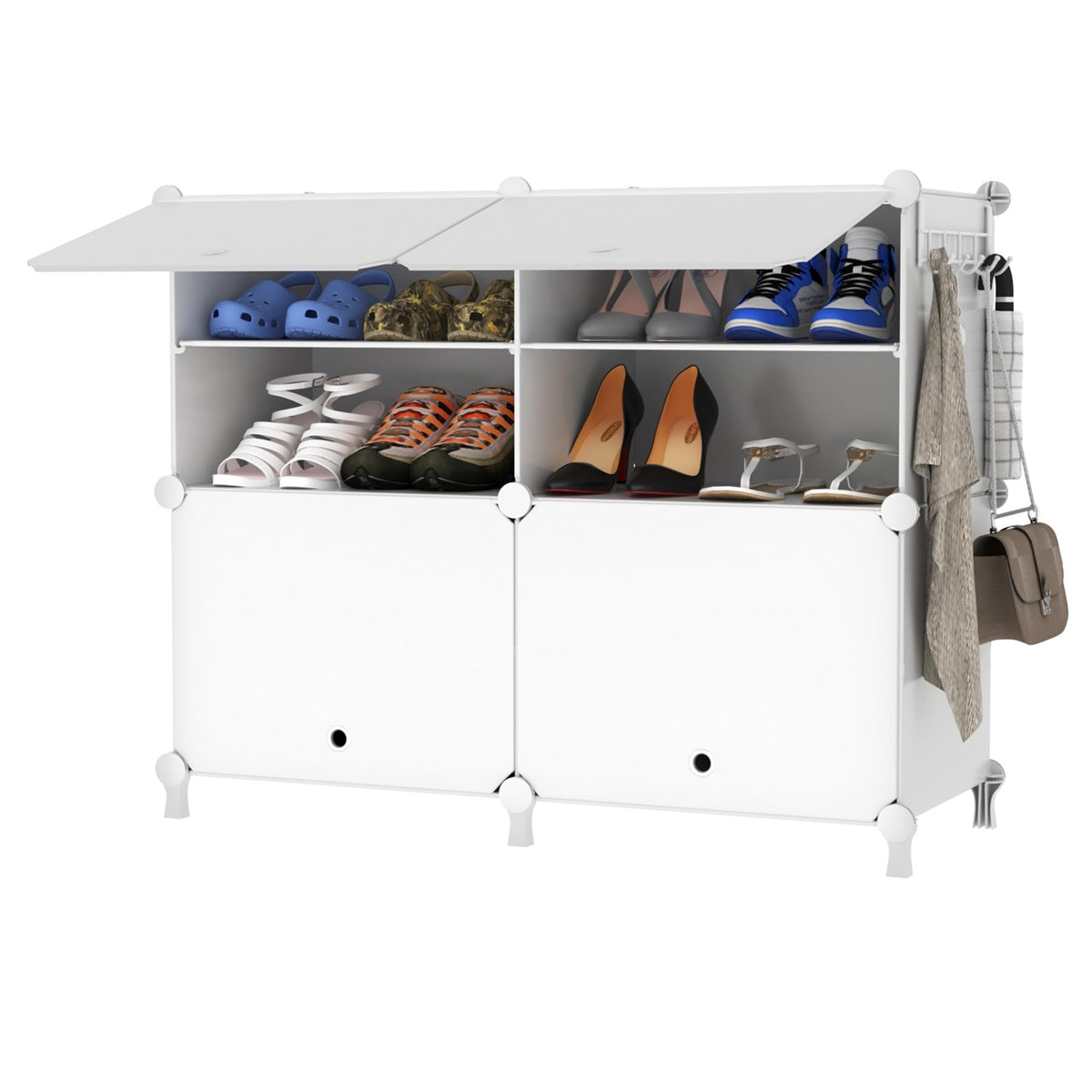 Awtatos Shoe Rack, 4 Tier Shoe Storage Cabinet With Door, 16 Pair Shoe Organizer Shelves For Closet Hallway Bedroom Entryway, Wh