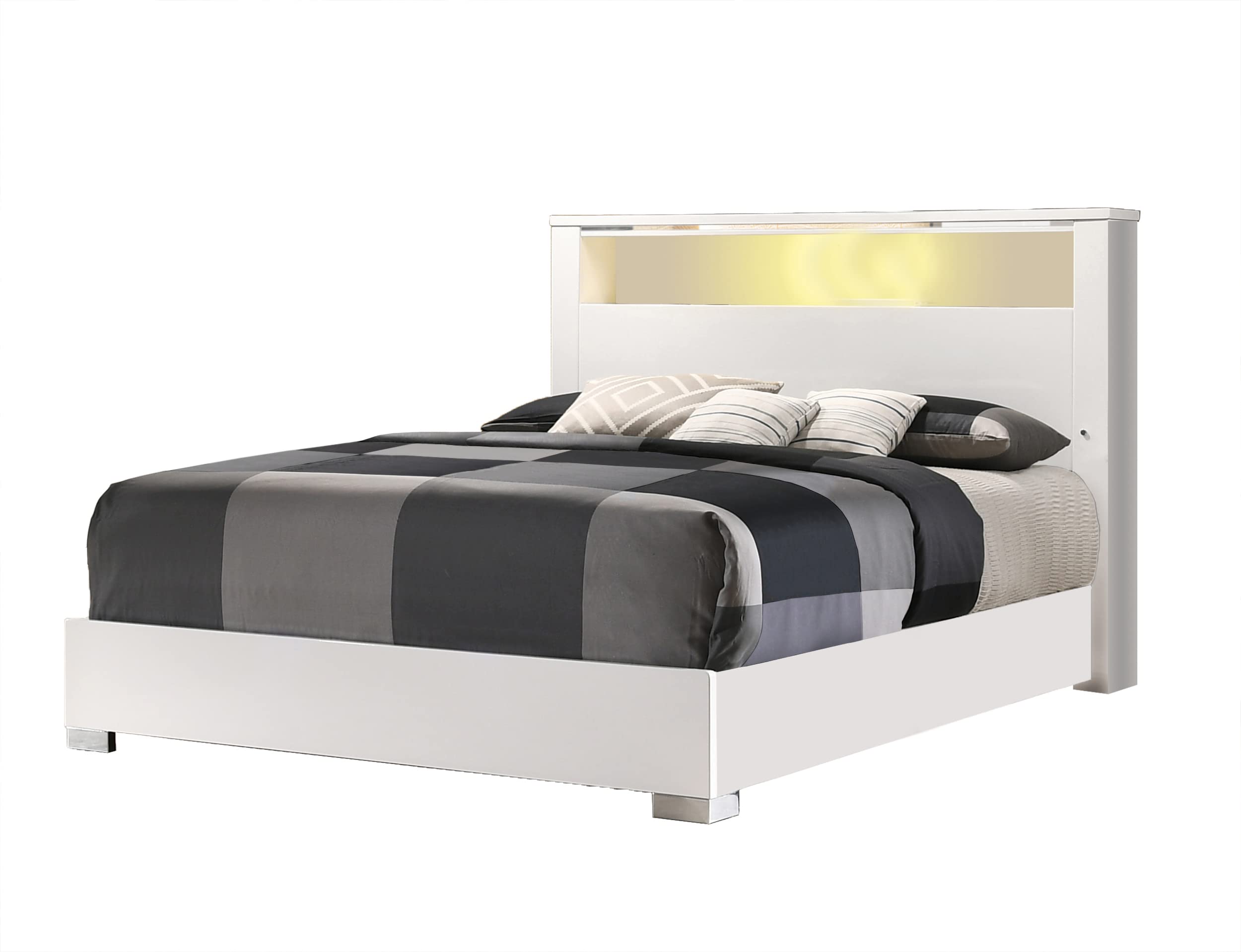 Best Quality Furniture Queen Bed Only, High Gloss White