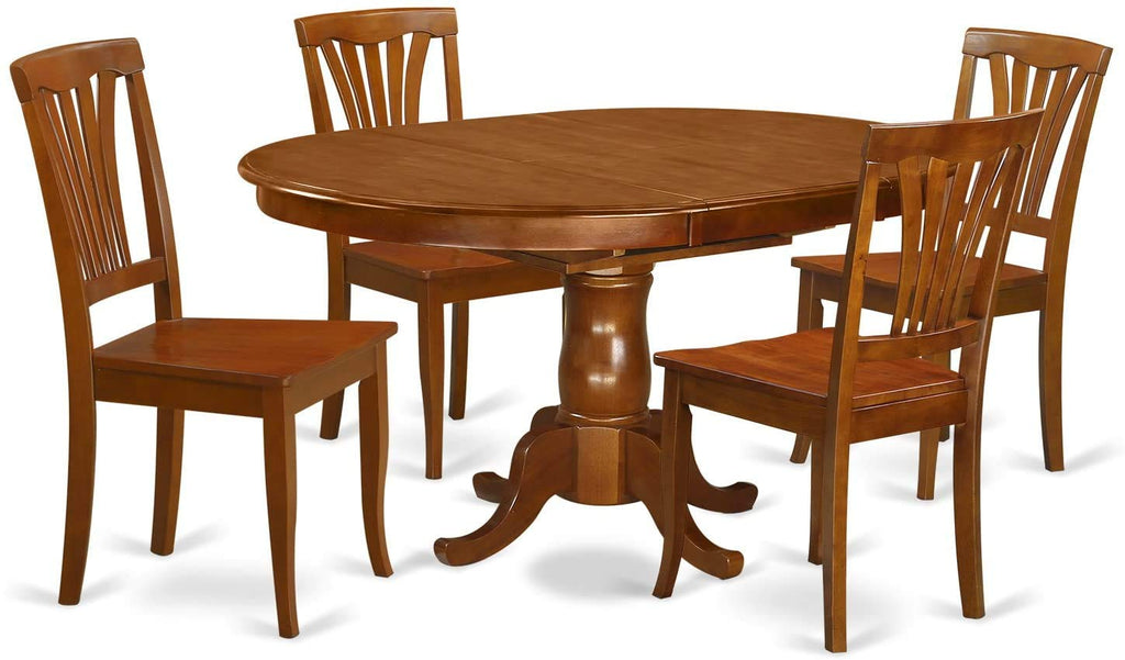 East West Furniture POAV5-SBR-W 5 Piece Modern Set Includes an Oval Wooden Table with Butterfly Leaf and 4 Dining Chairs, 42x60 Inch