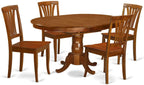 East West Furniture POAV5-SBR-W 5 Piece Modern Set Includes an Oval Wooden Table with Butterfly Leaf and 4 Dining Chairs, 42x60 Inch