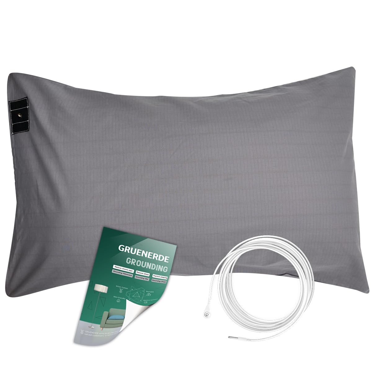 Grounding Pillowcase King With 15Ft Grounding Cord Conductive Grounding Pillowcase 20X36In Silver Fiber Improve Sleep Reduce Str