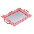 Tstarer Antique Decorative Pink Framed Square Mirror Tray, Jewelry & Cosmetics Organizer for Dresser, Square - 9.5 x 14.5(Pink)