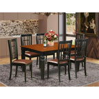 East West Furniture WENI7-BCH-LC 7 Piece Kitchen Table Set Consist of a Rectangle Dining Table with Butterfly Leaf and 6 Faux Leather Dining Room Chairs, 42x60 Inch, Black & Cherry