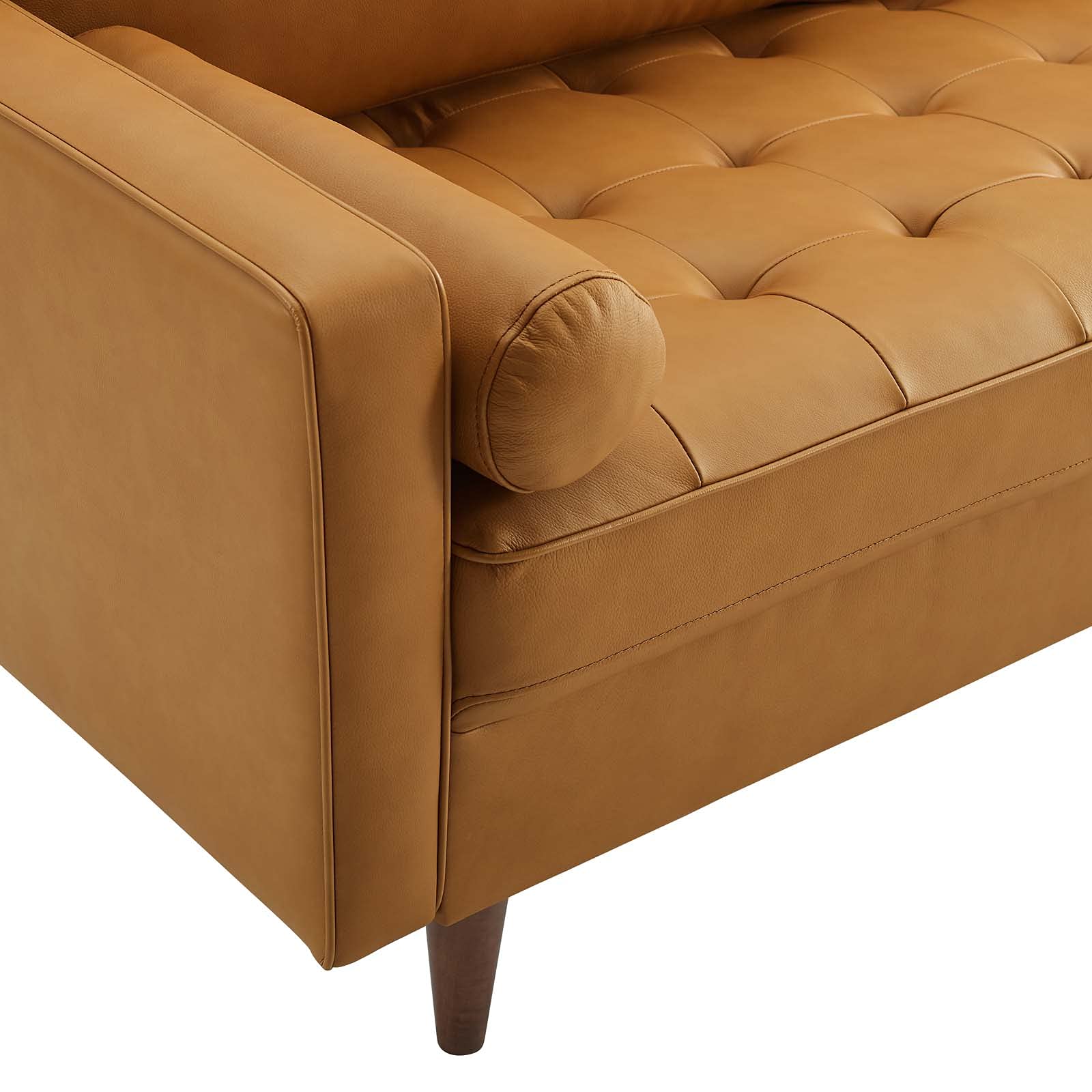 Modway Valour 73&quot; Leather Tufted Sofa in Tan
