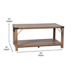 Flash Furniture Wyatt Modern Farmhouse 2 Tier Coffee Table - Rustic Oak Engineered Wood Frame - Black Metal Crisscross Side Braces and Corner Accents