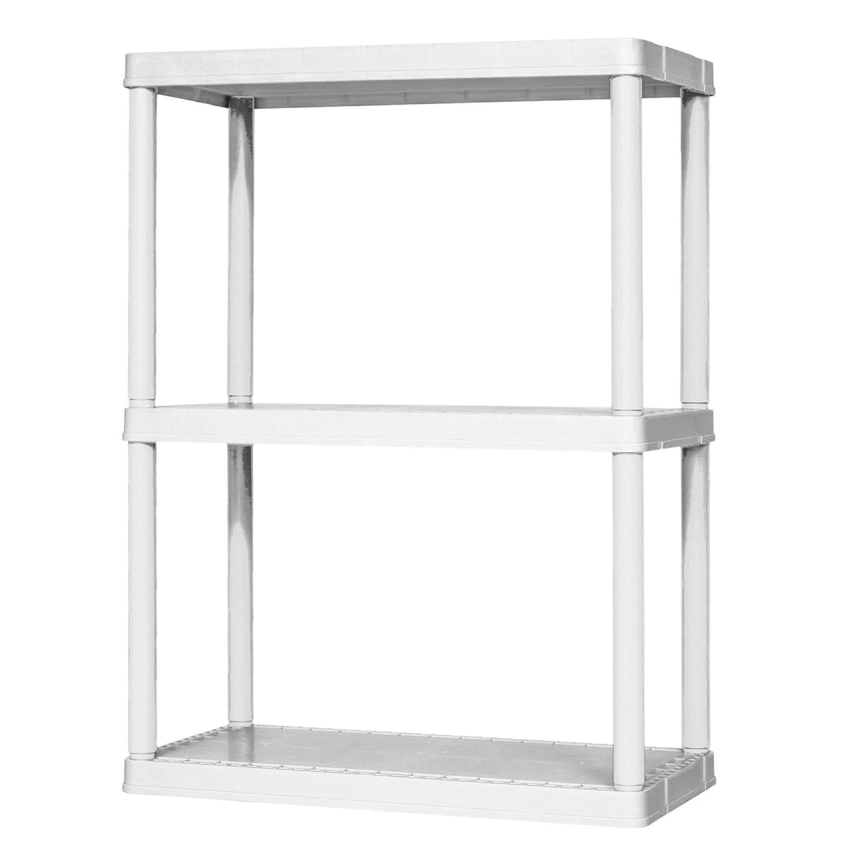 Gracious Living 3 Shelf Knect-A-Shelf Ventilated Light Duty Storage Unit Organizer System For Home, Garage, Basement, And Laundry, White