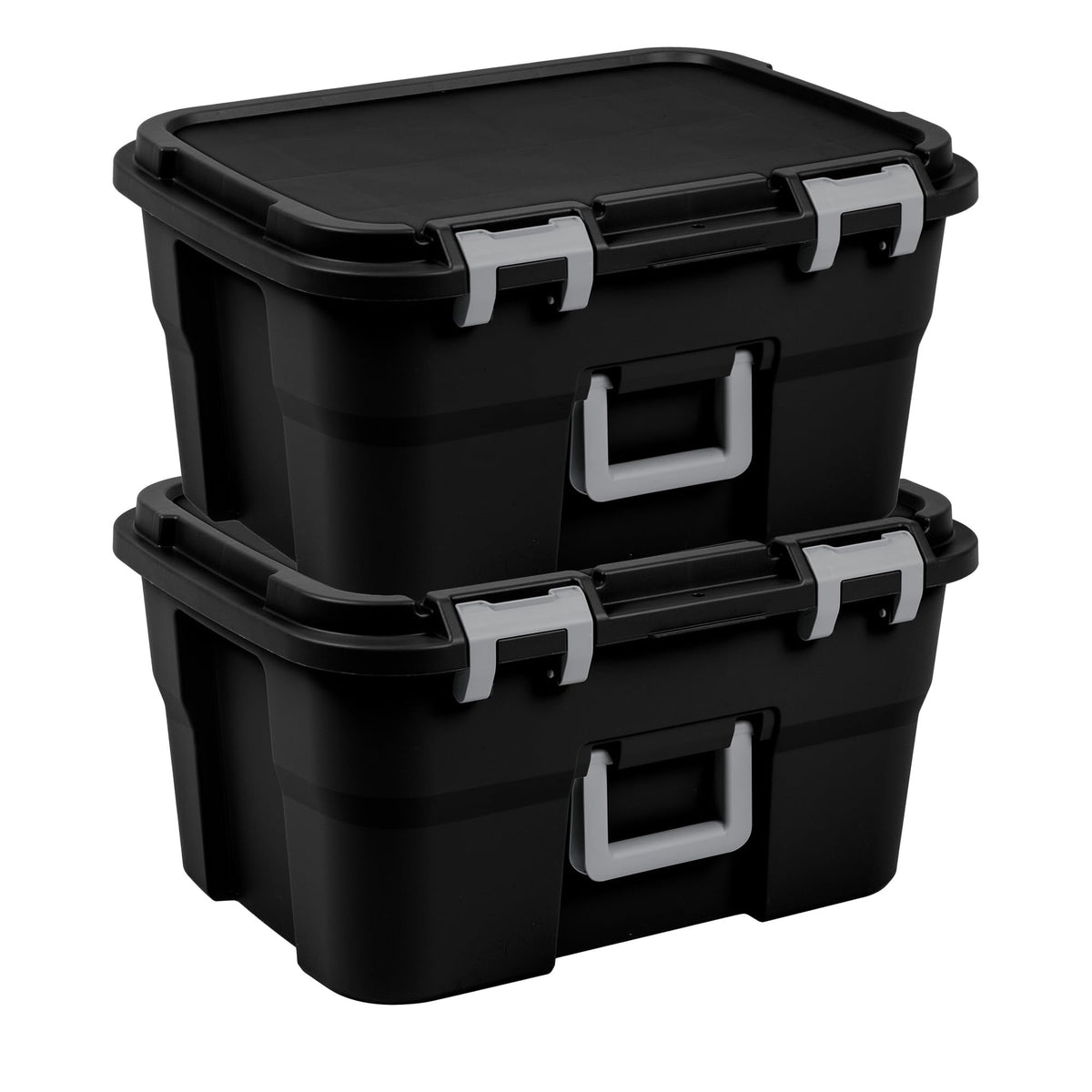 Sterilite Footlocker Tote, Plastic Storage Trunk, Black, 14 Gal, 2Pack