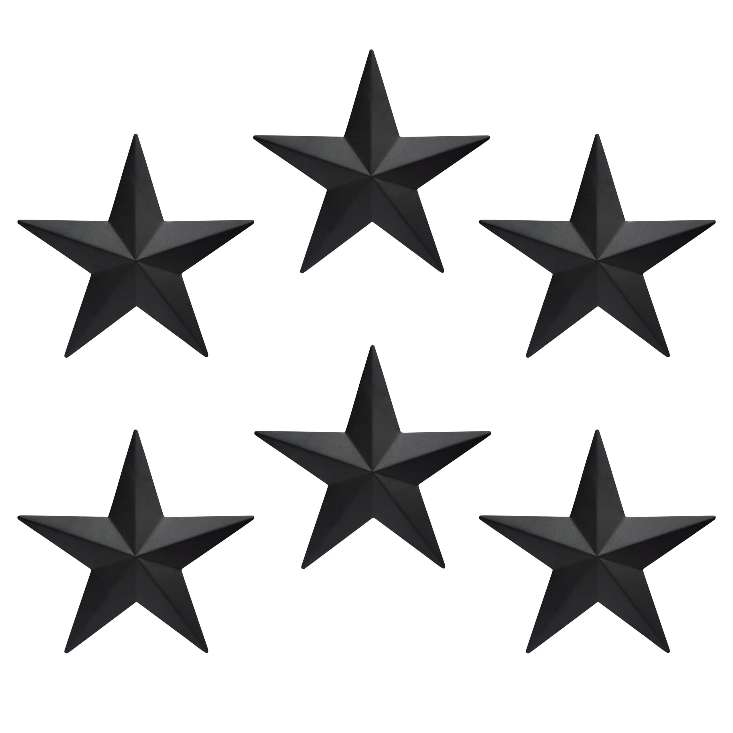 JoyEvy 6 6pieces Per Set Black Metal Barn Star Wall Decor,Texas Stars Art,Metal Stars Rustic Vintage Western Country Farmhouse H