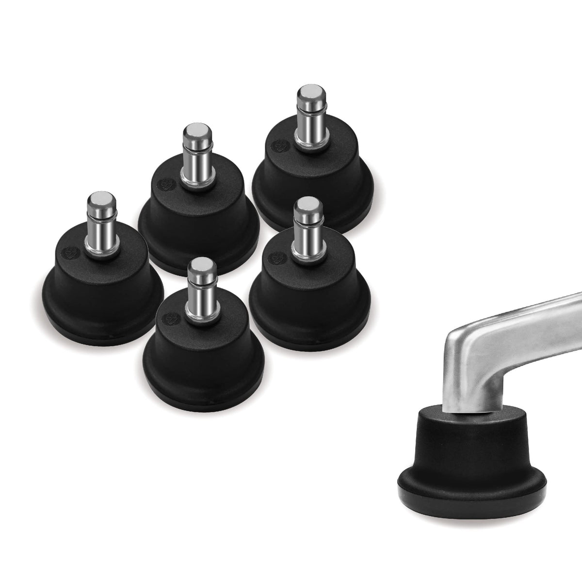 Axl Low Profile Bell Glides Replacement Office Chair, 1.45 Inch (37Mm) Height Chair Stool Swivel Caster To Fixed Stationary Castors, Replacement Chair Without Wheels- Set Of 5 Pack (Low)