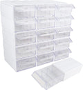 Aveltrox 15 Pcs Plastic Stackable Storage Drawers,Small Parts Storage Organizer, Drawers Storage Closet&45 Pcs Clear Dividers&45