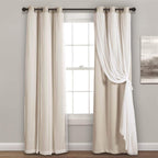 Lush Decor Sheer Grommet Curtains With Insulated Blackout Lining, Window Curtain Panels, Pair, 38''W X 120''L, Wheat - Curtain W