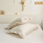 Cream Pillowcases King Pillowcases Ruffled Pillow Shams Set Of 2 Cute Pillowcases Solid Ruffled Fringe Design Beige Grey Shabby