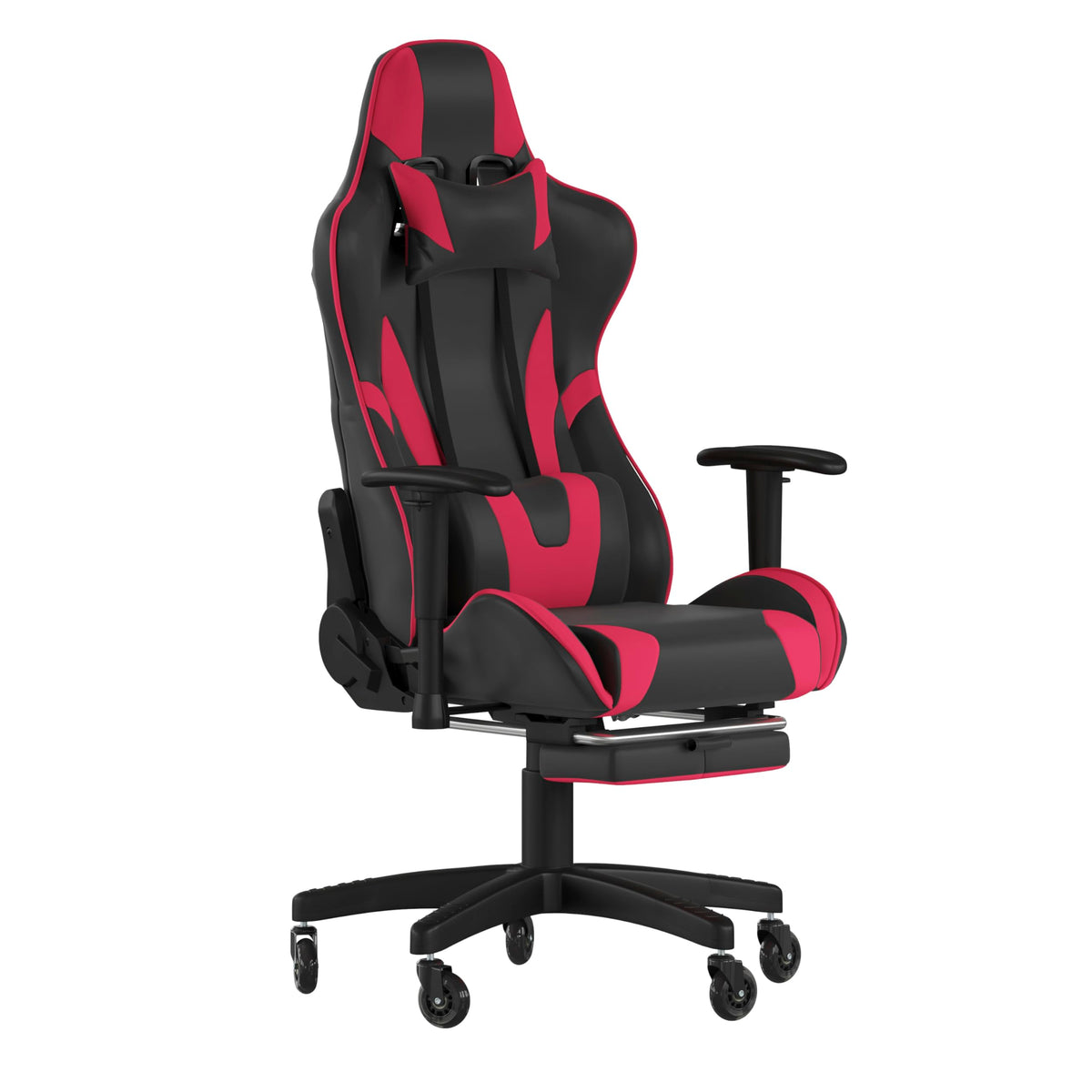 Flash Furniture X30 Gaming Chair Racing Computer Chair - Red Leathersoft Upholstery - Reclining Back - Slide-Out Footrest - Roller Wheels