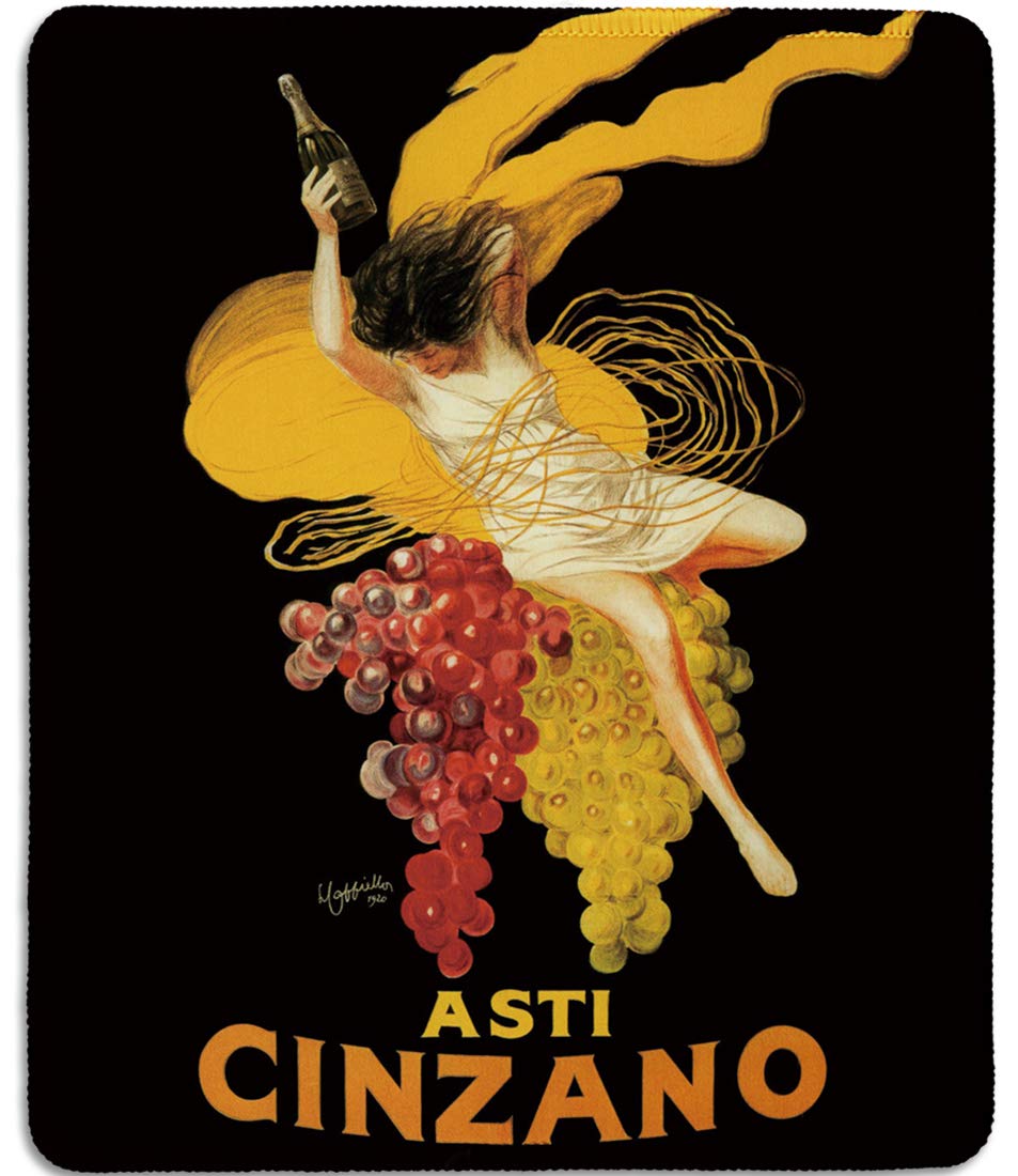 Dealzepic - Art Mousepad - Natural Rubber Mouse Pad With Famous Fine Art Painting Of Vintage Wine Poster Asti Cinzano By Leonett