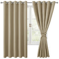 Hiasan Blackout Curtains For Bedroom, 60 X 63 Inches Length - Thermal Insulated & Light Blocking Window Curtains For Living Room, 2 Drape Panels Sewn With Tiebacks, Taupe