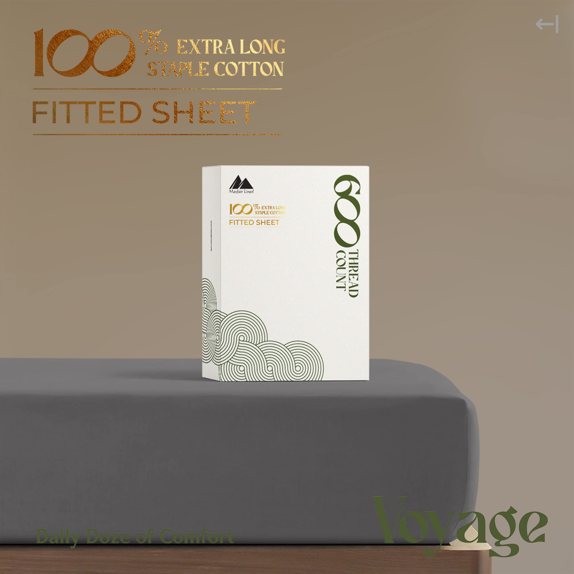 Mayfair Linen King Size Fitted Sheet Only - 100% Egyptian Cotton 600 Thread Count Deep Pocket King Fitted Sheet, Fitted Sheet King Size, Cooling Bottom Sheet, Fits Mattress Upto 18'- Dark Grey