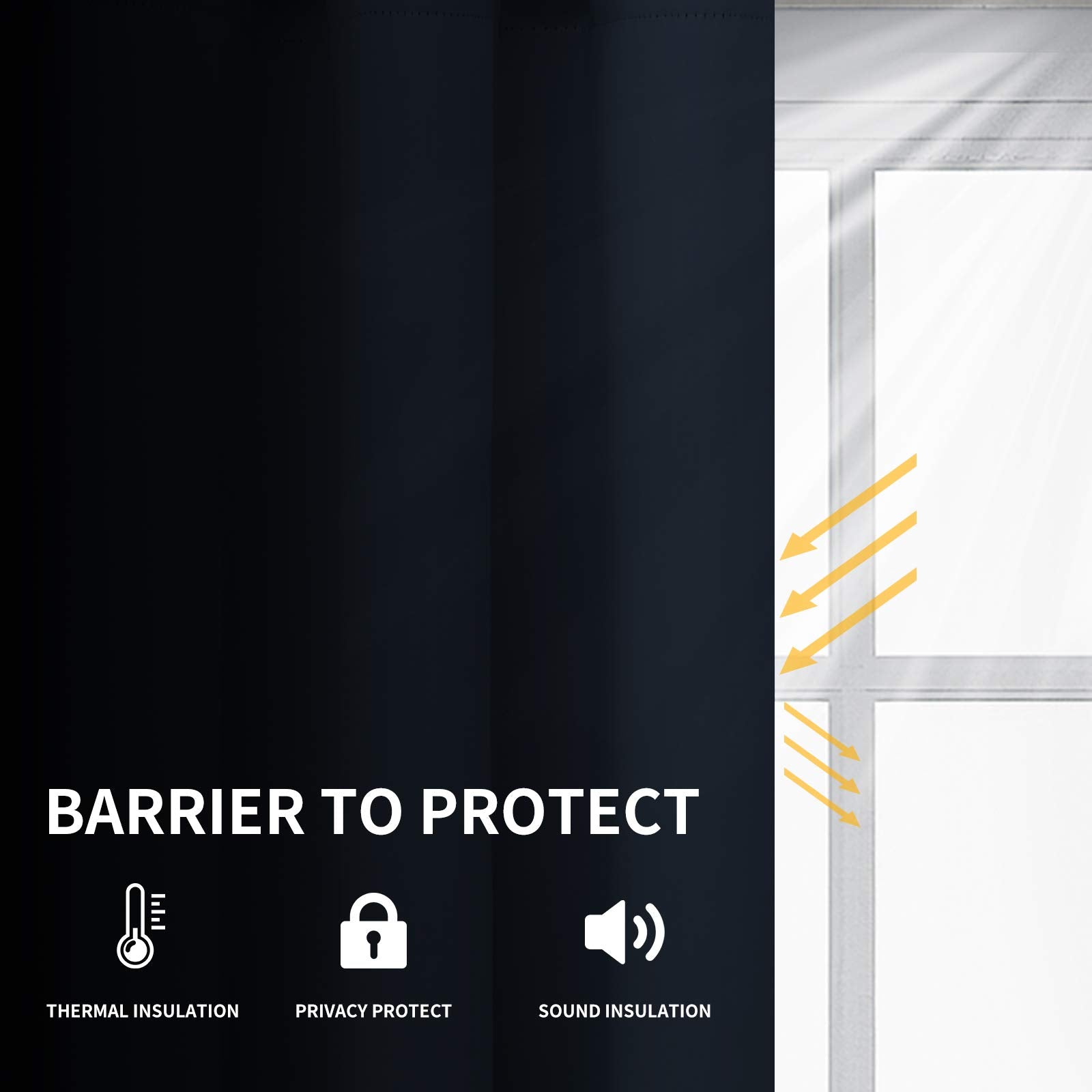 Easy-Going Blackout Curtains For Bedroom, Solid Thermal Insulated Grommet And Noise Reduction Window Drapes, Room Darkening Curtains For Living Room, 2 Panels(52X96 In,Navy)